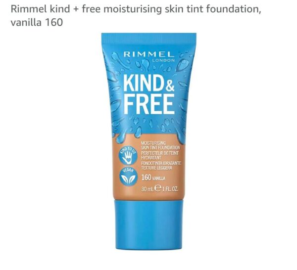 Rimmel kind + free moisturising skin tint foundation, vanilla 160