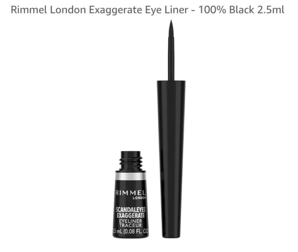 Rimmel London Exaggerate Eyeliner - 100% Black, 2.5ml