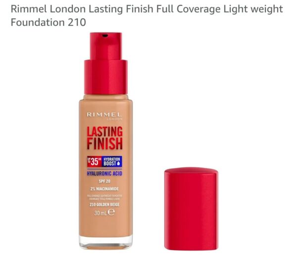 Rimmel London Lasting Finish Full Coverage Light weight Foundation, No.210