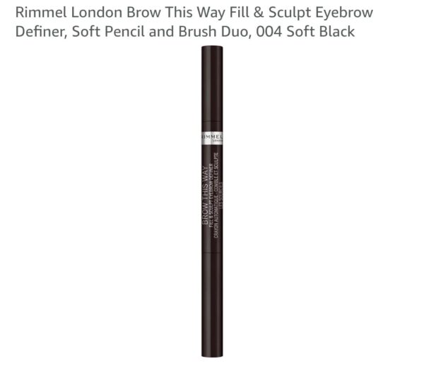 Rimmel London Brow this way fill & sculpt eyebrow definer, soft pencil and brush duo, No.004 (Soft Black)